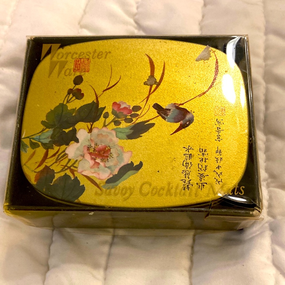 Worcester Ware Floral and Bird coasters cocktail  mats. New in box. Cork backs